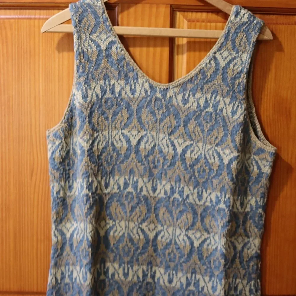 Peruvian Connection Patterned Maxi Dress in Blue and Gold - Picture 3 of 12
